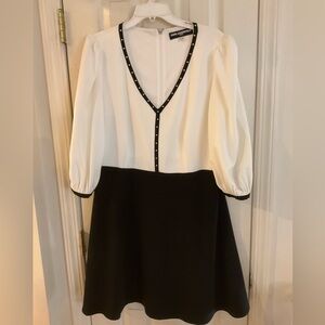 Karl Lagerfeld White and Black Long Sleeve Dress